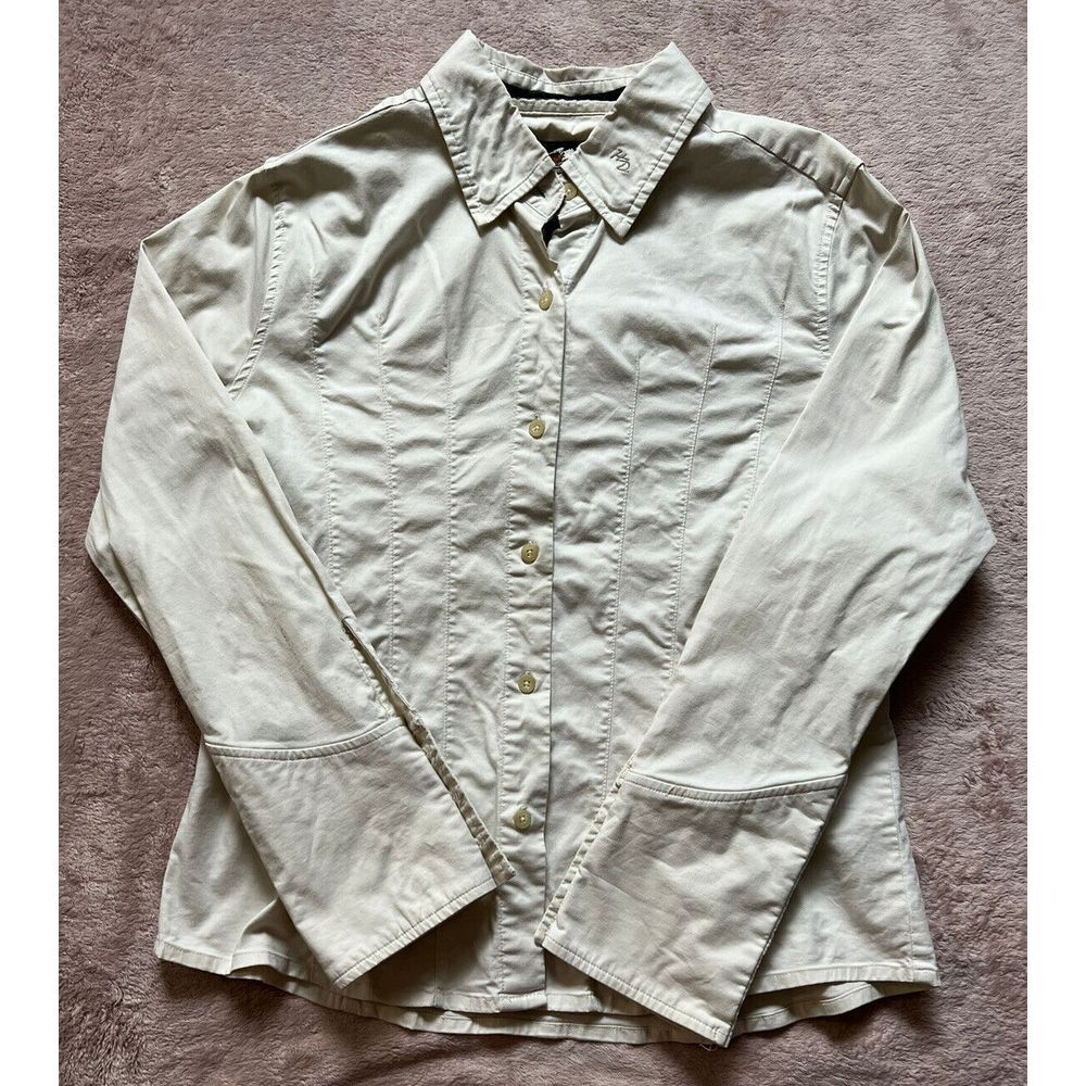 Harley Davidson Off White, Beige Embroidered Women's Cotton Jacket‎ Large